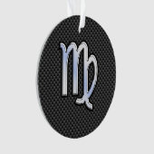 Virgo Zodiac Sign on Charcoal Carbon Fiber Style Ornament (voorkant)
