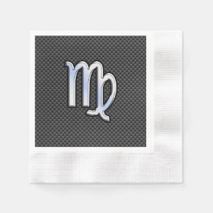 Virgo Zodiac Sign on Charcoal Carbon Fiber Style Servet