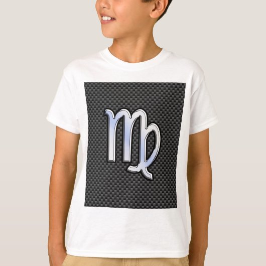 Virgo Zodiac Sign on Charcoal Carbon Fiber Style T-shirt (Voorkant)