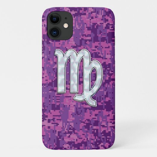 Virgo Zodiac Sign on Fuchsia Digital Camouglage Case-Mate iPhone Case (Achterkant)