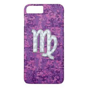 Virgo Zodiac Sign on Fuchsia Digital Camouglage iPhone 8 Plus / 7 Plus Hoesje