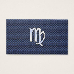 Virgo Zodiac Sign on Navy Blue Carbon Fiber Print