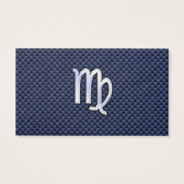 Virgo Zodiac Sign on Navy Blue Carbon Fiber Print (Devant)