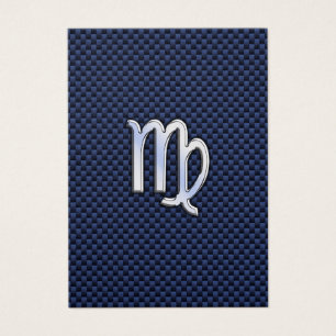 Virgo Zodiac Sign on Navy Blue Carbon Fiber Print