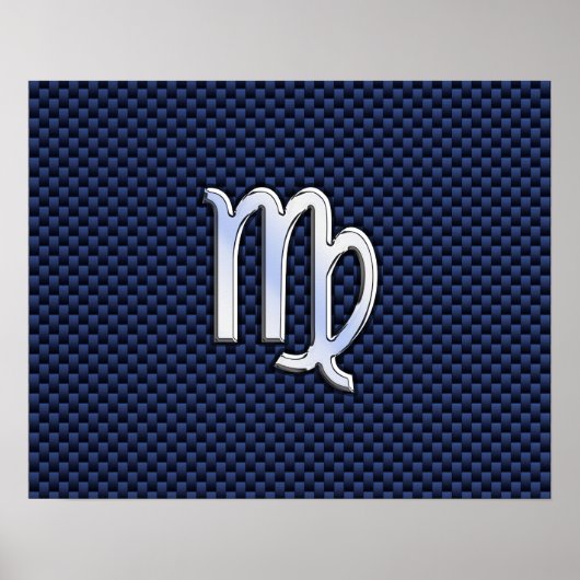 Virgo Zodiac Sign on Navy Blue Carbon Fiber Print (Voorkant)