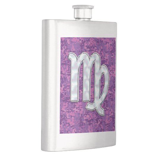 Virgo Zodiac Sign on Pink Fuchsia Digital Camo Flacon (Rechts)