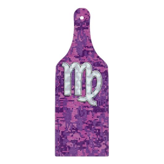 Virgo Zodiac Sign on Pink Fuchsia Digital Camo Snijplank (Voorkant)