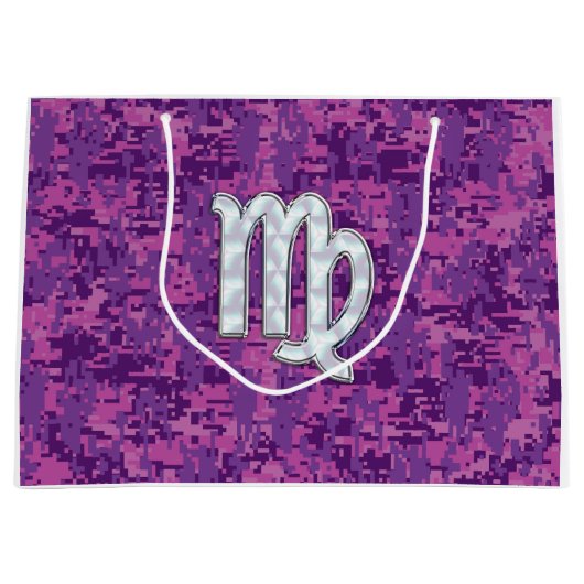 Virgo Zodiac Sign Pink Fuchsia Digital Camouflage Large Cadeauzakje (Voorkant)