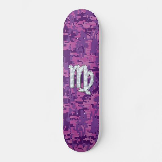 Virgo Zodiac Sign Pink Fuchsia Digital Camouflage Skateboard (Voorkant)