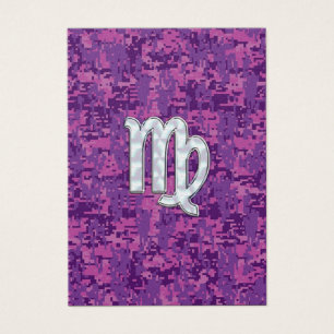 Virgo Zodiac Sign Pink Fuchsia Digital Camouflage Visitekaartje
