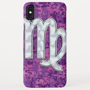Virgo Zodiac Sign Vibrant Fuchsia Digital Camo iPhone XS Max Hoesje