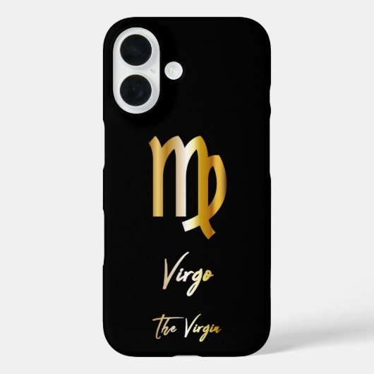 Virgo Zodiac Sign, Zwart & Goud Case-Mate iPhone Case (Achterkant)