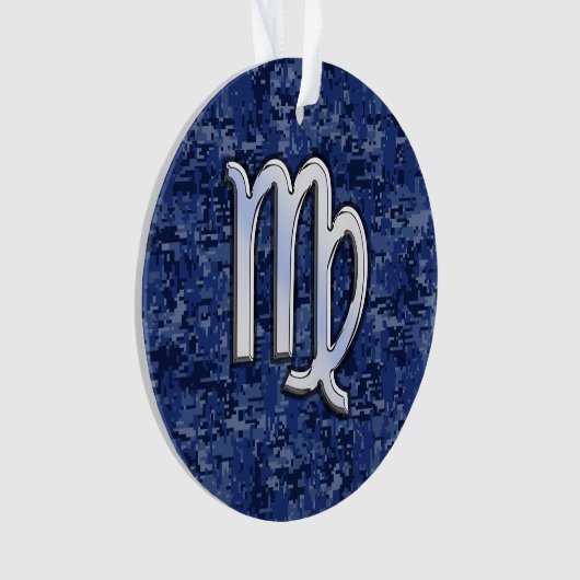 Virgo Zodiac Silver Sign on Navy Blue Digital Camo (devant)