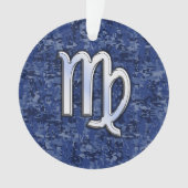 Virgo Zodiac Silver Sign on Navy Blue Digital Camo (devant)