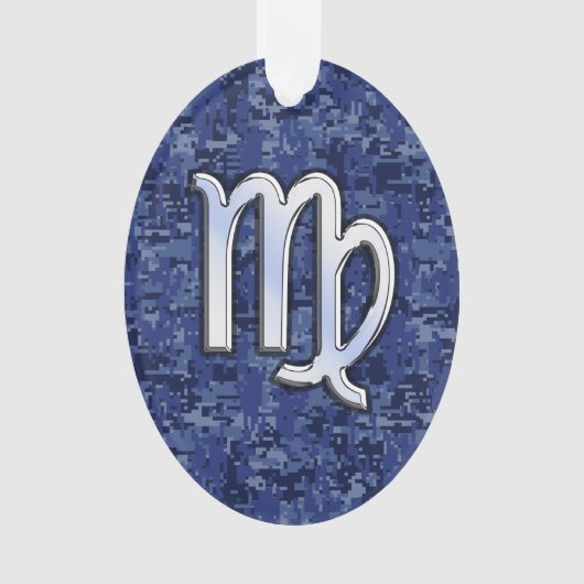 Virgo Zodiac Silver Sign on Navy Blue Digital Camo (devant)