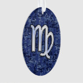 Virgo Zodiac Silver Sign on Navy Blue Digital Camo (devant)