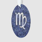 Virgo Zodiac Silver Sign on Navy Blue Digital Camo (devant)