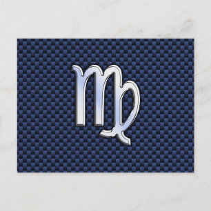 Virgo Zodiac-teken op Navy Blue Carbon Style Briefkaart