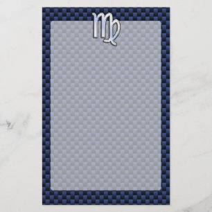 Virgo Zodiac-teken op Navy Blue Carbon Style Briefpapier