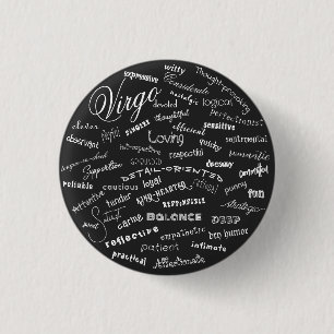 Virgo Zodiac Traits Sterrenbeeld Tekst Ronde Button 3,2 Cm