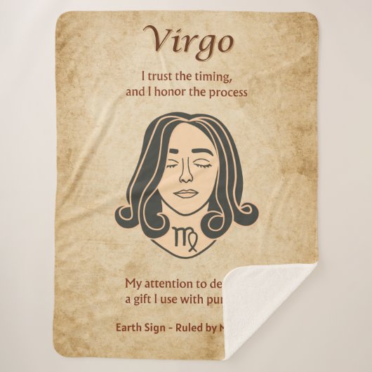 Virgo Zodiac with Mindful Strength Affirmations Sherpa Deken (Voorkant)