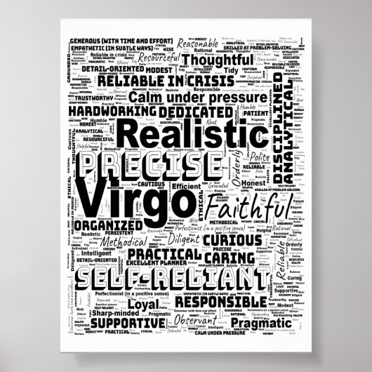 Virgo Zodiac Word Cloud Inspiration Poster (S) (Voorkant)