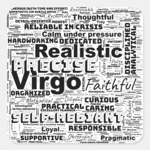 Virgo Zodiac Word Cloud Inspiration Sleutelhanger Vierkante Sticker