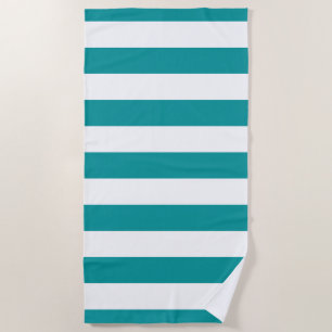 Viridian Green White Striped Pattern Strandlaken