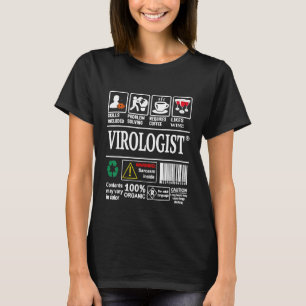 Viroloog Label Skills Oplossen Koffie Wijn Grappig T-shirt