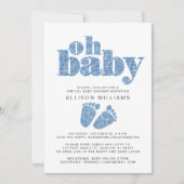 Virtual Baby Boy Shower Blue Glitter Kaart (Voorkant)
