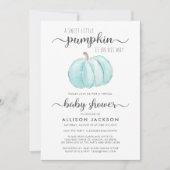 Virtual Baby Boy Shower Blue Pumpkin Waterverf Kaart (Voorkant)