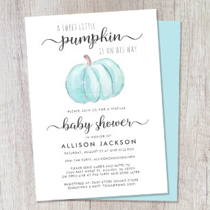 Virtual Baby Boy Shower Blue Pumpkin Waterverf Kaart