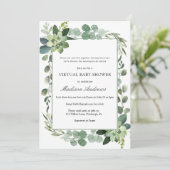 Virtual Baby shower Eucalyptus Kaart (Staand voorkant)