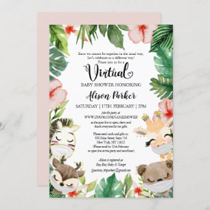 Virtual Baby shower Gender Neutral Safari Friends Kaart