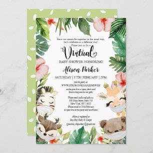 Virtual Baby shower Gender Neutral Safari Friends Kaart