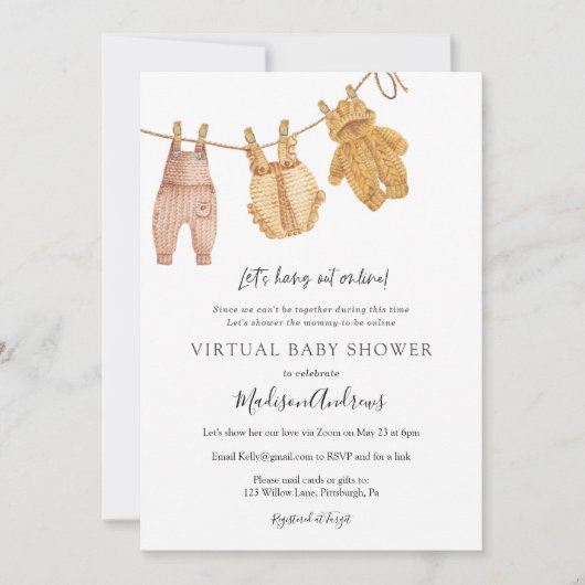 Virtual Baby shower Genderneutraal Kaart (Voorkant)