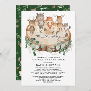 Virtual Baby shower Greenery Woodland Animals Kaart