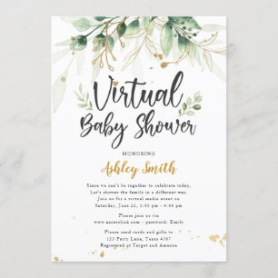 Virtual Baby shower Invitation Greenery Shower Kaart
