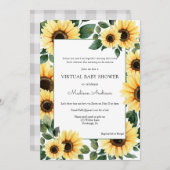 Virtual Baby shower Sunflower Kaart (Voorkant / Achterkant)
