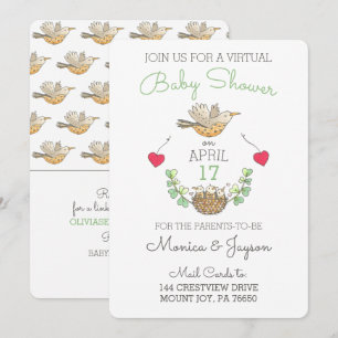 Virtual Baby shower Sweetest Mama Bird with Nest Kaart