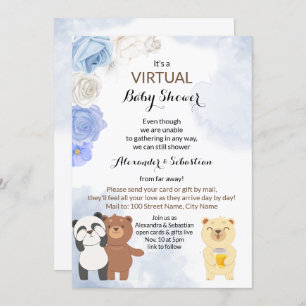Virtual Baby shower Teddy Bears Kaart