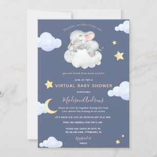 Virtual Baby shower Twinkle Little Star Elephant Kaart