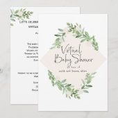 Virtual Baby shower Waterverf Invitation for Girl Save The Date (Voorkant / Achterkant)