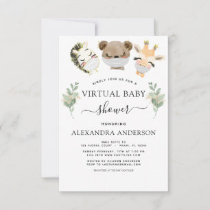 Virtual Baby shower Woodland Eucalyptus Green Kaart