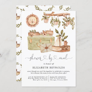 Virtual Boho Baby shower per Mail Invitation Kaart