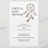 Virtual Boho Dream Catcher Baby shower Uitnodiging Briefpapier (Voorkant)