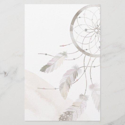 Virtual Boho Dream Catcher Baby shower Uitnodiging Briefpapier (Achterkant)