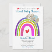 Virtual Boy Baby shower Schattigee luiaards & Boho Kaart (Voorkant)