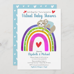 Virtual Boy Baby shower Schattigee luiaards & Boho Kaart