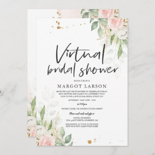Virtual Bridal Shower Invitation Greenery & Gold Kaart